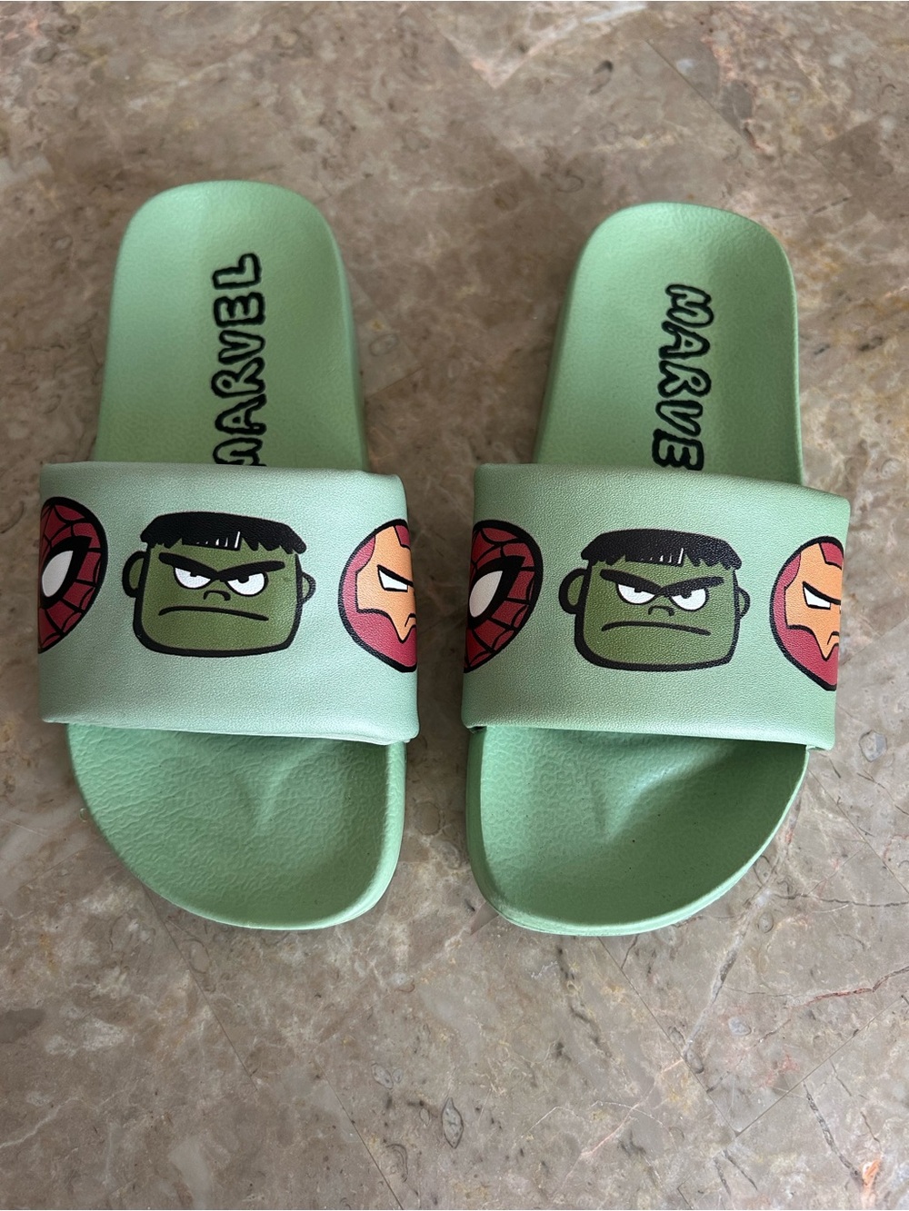 Marvel Light Green Hulk & Superhero Slide Sandals